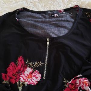 Black Floral Short-sleeved Shirt